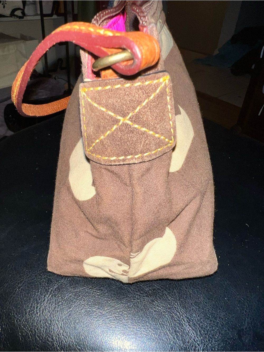 Dooney & Bourke Brown Shoulder Bag with Cream Bird Motif - Picture 5 of 7